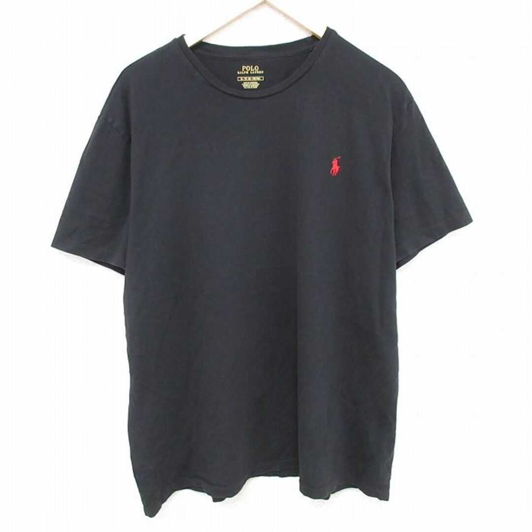 Ralph Lauren(ラルフローレン)のXL★古着 ラルフローレン Ralph Lauren 半袖 ブランド Tシャツ メンズ ワンポイントロゴ 大きいサイズ コットン クルーネック 黒 ブラック 24mar21 中古 メンズのトップス(Tシャツ/カットソー(半袖/袖なし))の商品写真