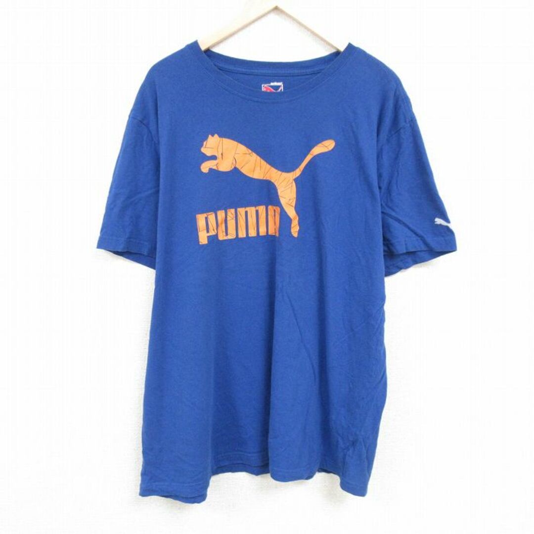 PUMA(プーマ)のXL★古着 プーマ puma 半袖 ブランド Tシャツ メンズ ビッグロゴ 大きいサイズ ロング丈 クルーネック 紺 ネイビー 24mar19 中古 メンズのトップス(Tシャツ/カットソー(半袖/袖なし))の商品写真