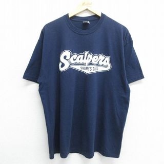 XL★古着 ジャージーズ 半袖 ビンテージ Tシャツ メンズ 00年代 00s Scalpers クルーネック 紺 ネイビー 24mar16 中古(Tシャツ/カットソー(半袖/袖なし))