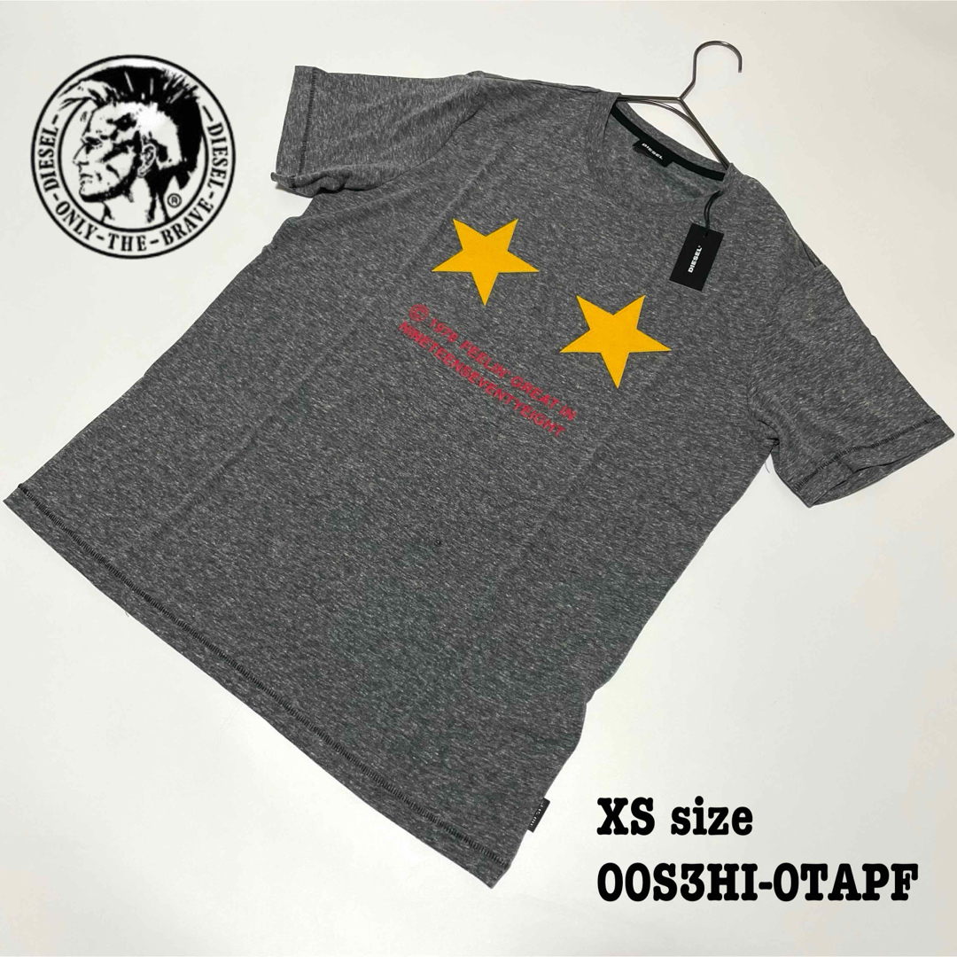 DIESEL(ディーゼル)の【新品】XS ディーゼル 半袖 Tシャツ プリント 星 フェルト付 灰 グレー メンズのトップス(Tシャツ/カットソー(半袖/袖なし))の商品写真