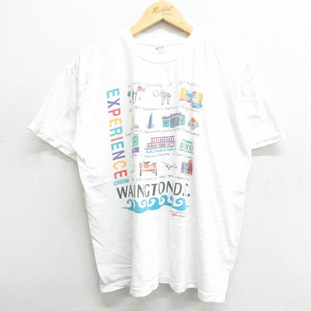 XL★古着 半袖 ビンテージ Tシャツ メンズ 90年代 90s ワシントンDC ホワイトハウス 大きいサイズ コットン クルーネック 白 ホワイト 24mar18 中古 メンズのトップス(Tシャツ/カットソー(半袖/袖なし))の商品写真