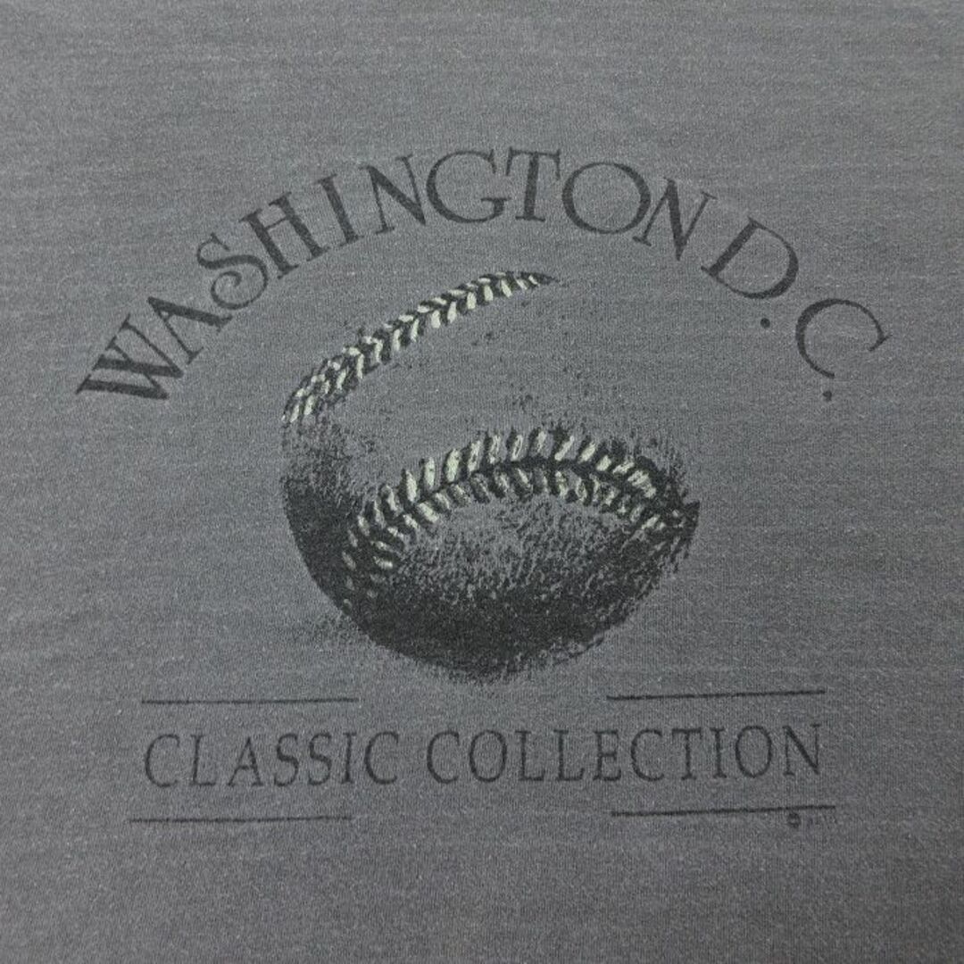 XL★古着 半袖 ビンテージ Tシャツ メンズ 90年代 90s ワシントンDC 野球ボール コットン クルーネック USA製 グレー 24mar18 中古 メンズのトップス(Tシャツ/カットソー(半袖/袖なし))の商品写真