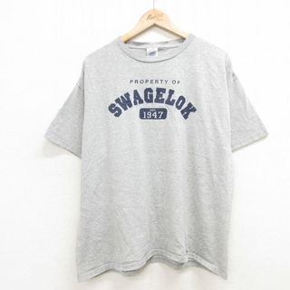 XL★古着 半袖 ビンテージ Tシャツ メンズ 00年代 00s SWAGELOK 大きいサイズ クルーネック グレー 霜降り 24mar19 中古(Tシャツ/カットソー(半袖/袖なし))