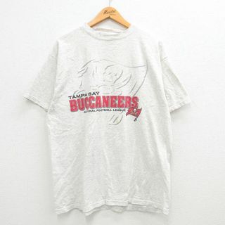 XL★古着 半袖 ビンテージ Tシャツ メンズ 00年代 00s NFL タンパベイバッカニアーズ クルーネック 薄グレー 霜降り 24mar19 中古(Tシャツ/カットソー(半袖/袖なし))