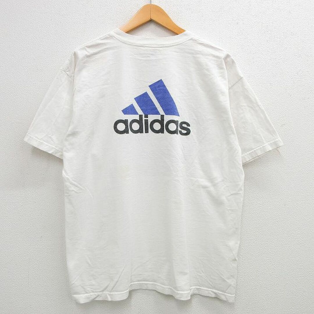 adidas(アディダス)のXL★古着 アディダス adidas 半袖 ビンテージ Tシャツ メンズ 00年代 00s サッカー プレミアリーグ ビッグロゴ 大きいサイズ コットン クルーネック USA製 白 ホワイト 【spe】 24mar19 中古 メンズのトップス(Tシャツ/カットソー(半袖/袖なし))の商品写真