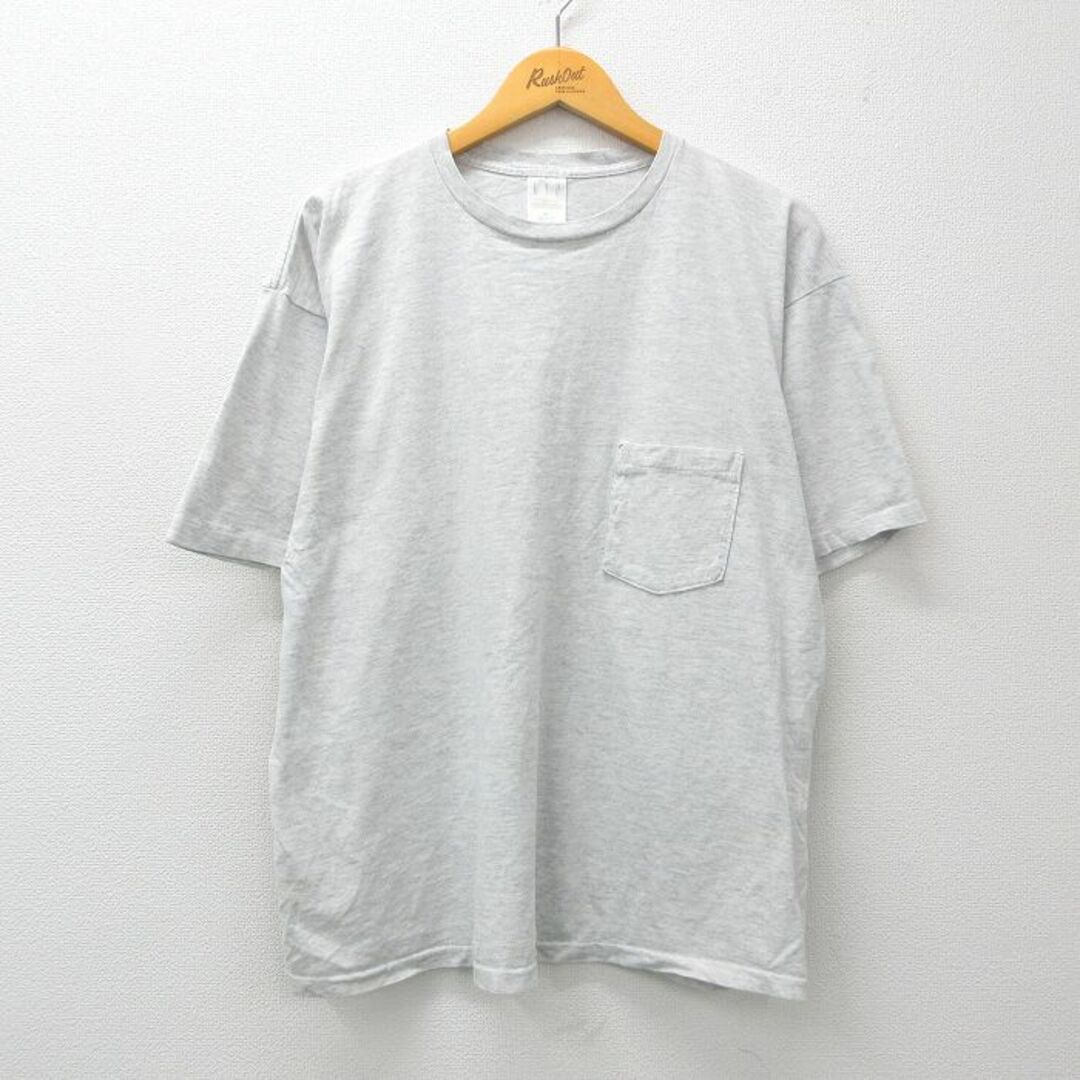 GAP(ギャップ)のXL★古着 ギャップ GAP 半袖 ビンテージ Tシャツ メンズ 90年代 90s 無地 胸ポケット付き 大きいサイズ コットン クルーネック USA製 薄グレー 霜降り 24mar19 中古 メンズのトップス(Tシャツ/カットソー(半袖/袖なし))の商品写真