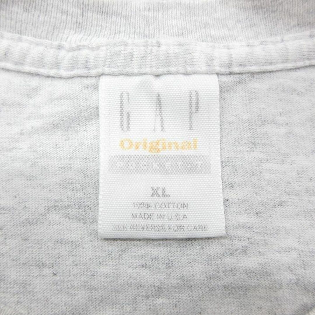 GAP(ギャップ)のXL★古着 ギャップ GAP 半袖 ビンテージ Tシャツ メンズ 90年代 90s 無地 胸ポケット付き 大きいサイズ コットン クルーネック USA製 薄グレー 霜降り 24mar19 中古 メンズのトップス(Tシャツ/カットソー(半袖/袖なし))の商品写真