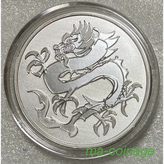 2024 米国　D.G.スモーリング画「ドラゴン」１オンス銀メダル　カプセル入り(金属工芸)