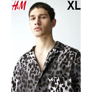 新品 H&M レオパード シャツ 半袖 豹柄 XL