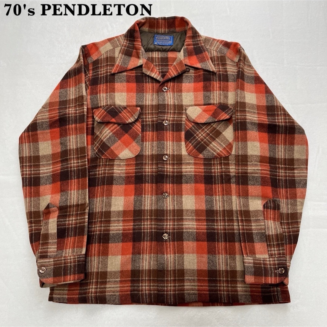 PENDLETON(ペンドルトン)の【極美品】70's PENDLETON ペンドルトン ウール チェックシャツ M メンズのトップス(シャツ)の商品写真