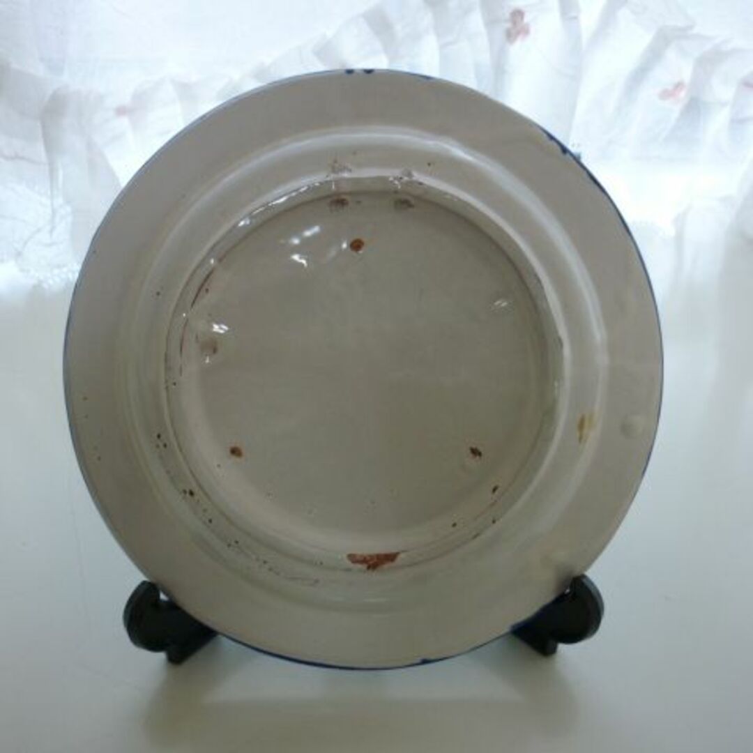 スペイン製 ハンドメイドプレート アンティーク ヴィンテージ 中皿 緑ザクロの実 ハンドメイドの生活雑貨(食器)の商品写真