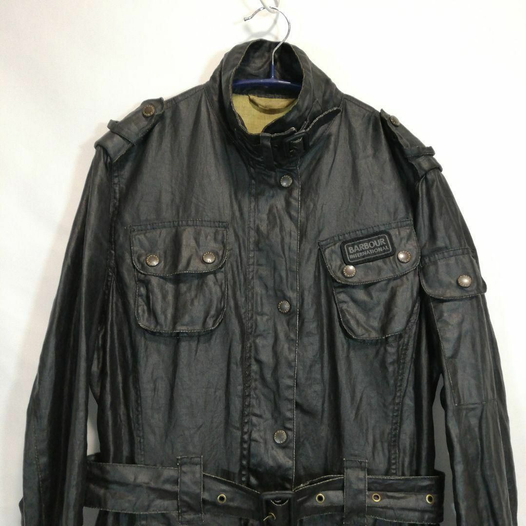 Barbour(バーブァー)のBarbour リネンジャケット ポリウレタンコーティング ブラック 黒 麻 レディースのジャケット/アウター(ブルゾン)の商品写真