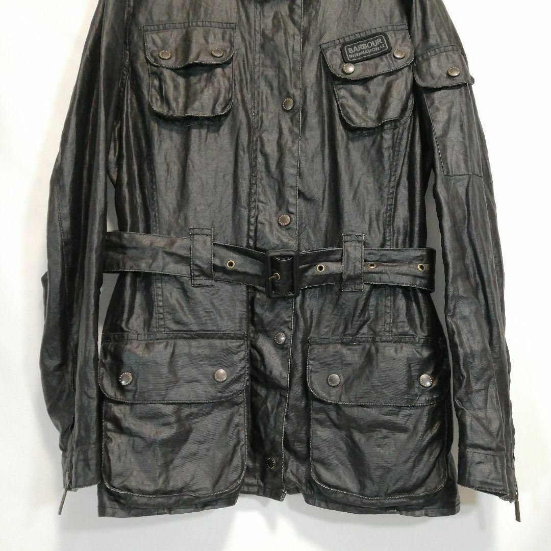 Barbour(バーブァー)のBarbour リネンジャケット ポリウレタンコーティング ブラック 黒 麻 レディースのジャケット/アウター(ブルゾン)の商品写真