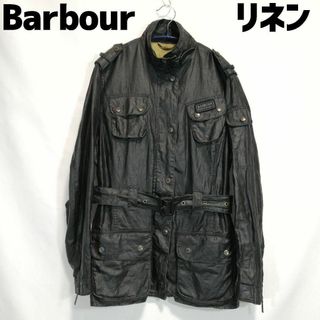 Barbour - Barbour リネンジャケット ポリウレタンコーティング ブラック 黒 麻