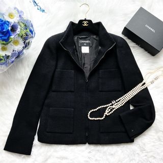 シャネル(CHANEL)の美品　CHANEL シャネル　ネイビー　ツイード　カシミヤ　シルク　ジャケット(テーラードジャケット)