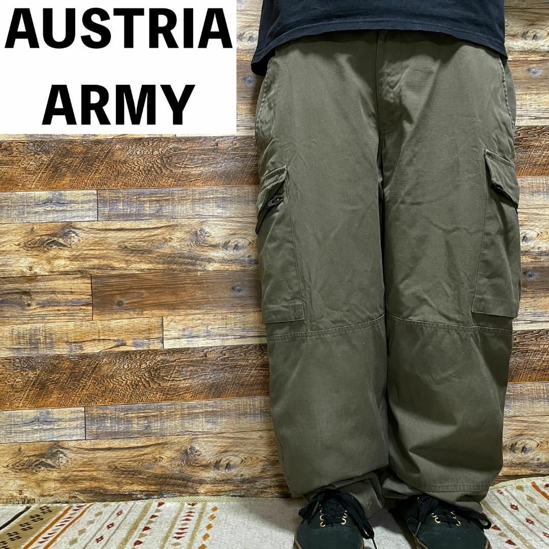 ART VINTAGE(アートヴィンテージ)のオーストリア軍ユーロミリタリーパンツカーゴパンツメンズ古着緑グリーンw36カーキ メンズのパンツ(ワークパンツ/カーゴパンツ)の商品写真
