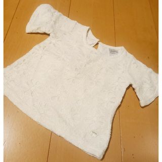 バースデイ(バースデイ)のUSEDベビー服☆futafuta総レース半袖カットソー☆オフホワイト白80cm(シャツ/カットソー)