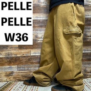 ペレペレ(PELLE PELLE)のペレペレカーゴパンツワークパンツストリートw36キャメルカーキ極太b系y2k古着(ワークパンツ/カーゴパンツ)