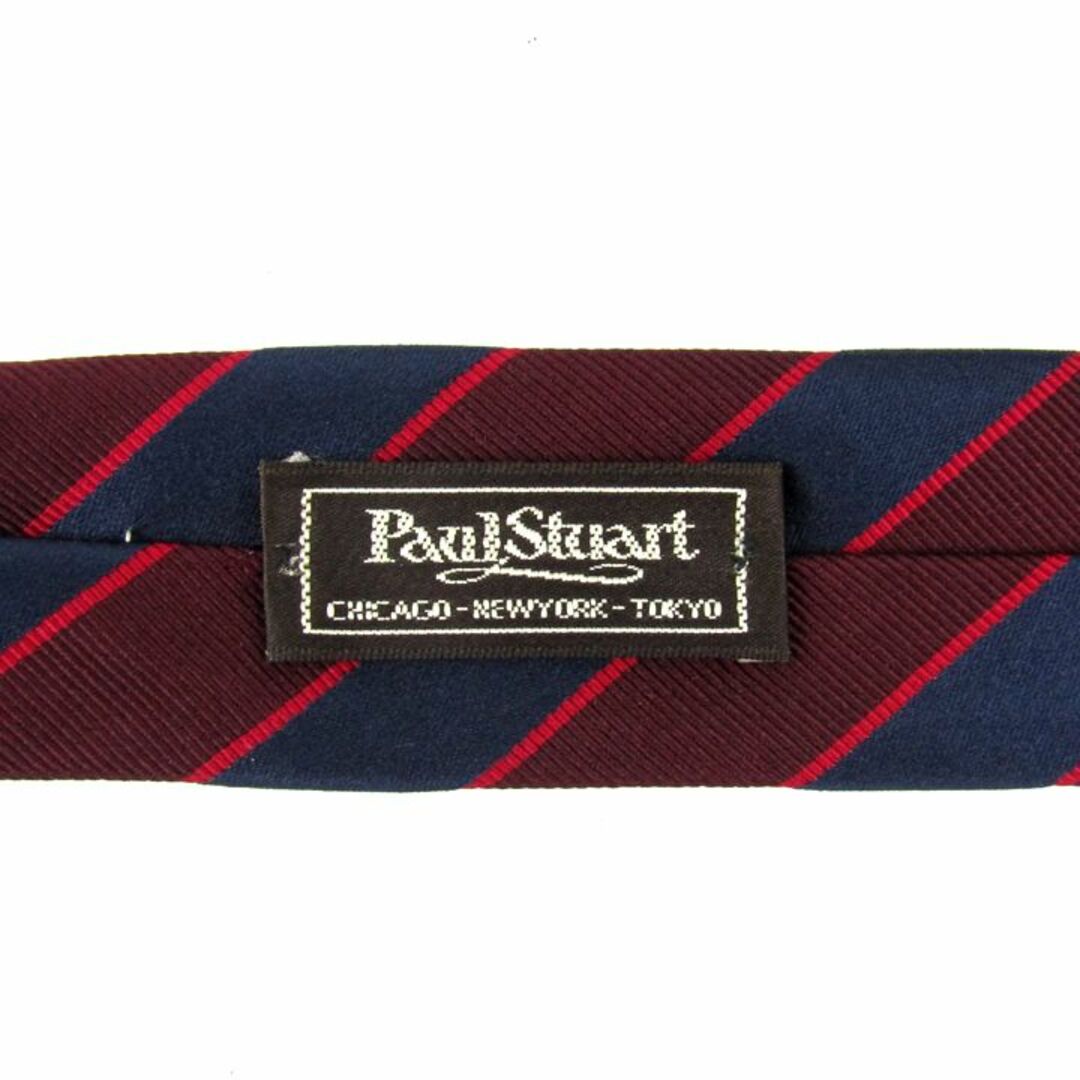 Paul Stuart(ポールスチュアート)のポールスチュアート ブランドネクタイ ストライプ柄 シルク コットン メンズ ボルドー×ネイビー PAUL STUART メンズのファッション小物(ネクタイ)の商品写真