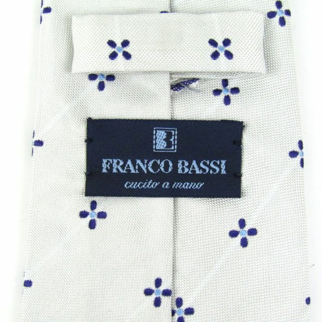 FRANCO BASSI(フランコバッシ)のフランコバッシ ブランドネクタイ 総柄 小紋柄 シルク イタリア製 ハンドメイド メンズ オフホワイト FRANCO BASSI メンズのファッション小物(ネクタイ)の商品写真