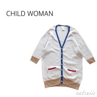 チャイルドウーマン(CHILD WOMAN)のチャイルドウーマン . リネン ブレンド カラフル ニット カーディガン(カーディガン)