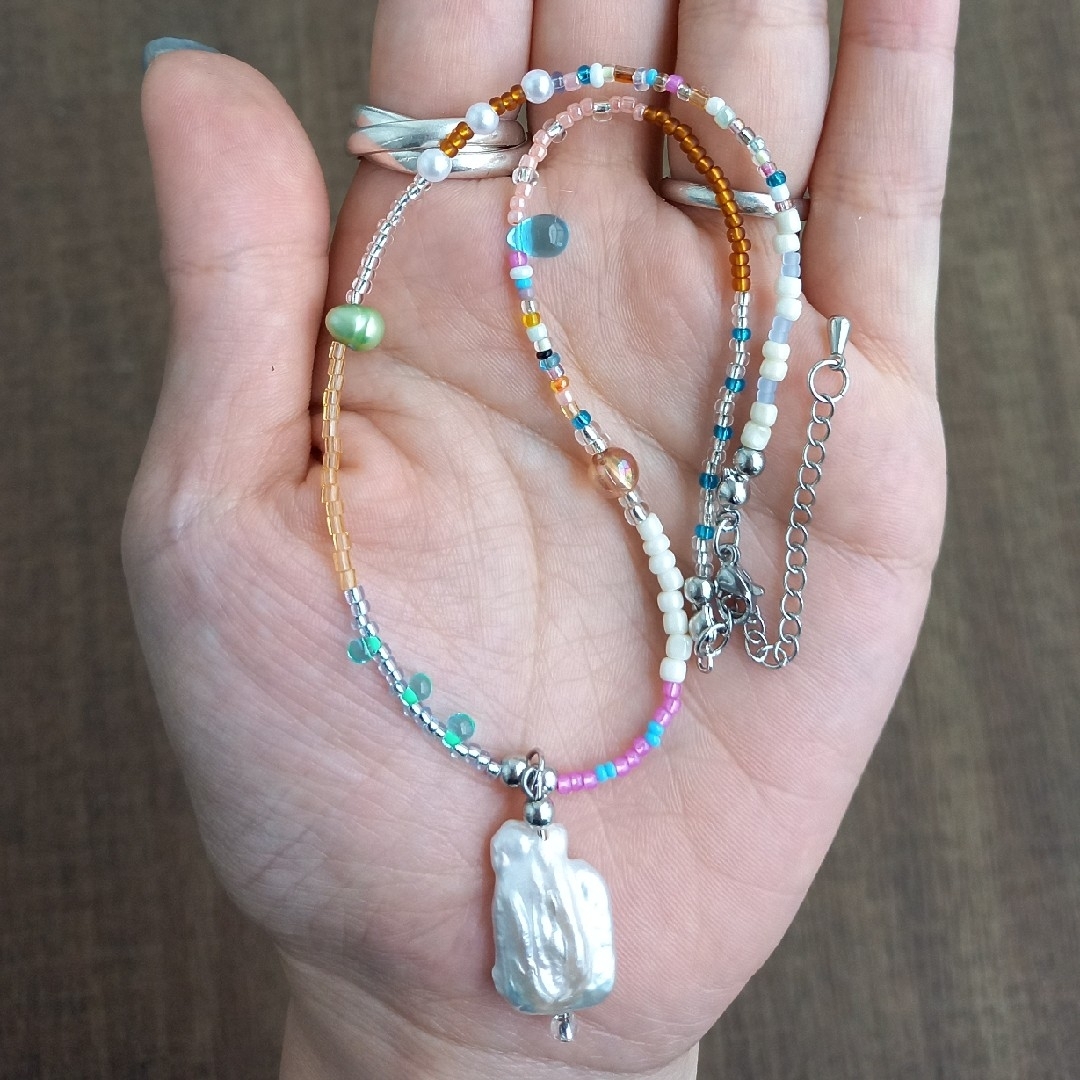 hand made beads necklace dream🍭 ハンドメイドのアクセサリー(ネックレス)の商品写真