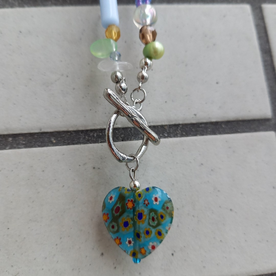 hand made beads necklace random beads💙 ハンドメイドのアクセサリー(ネックレス)の商品写真