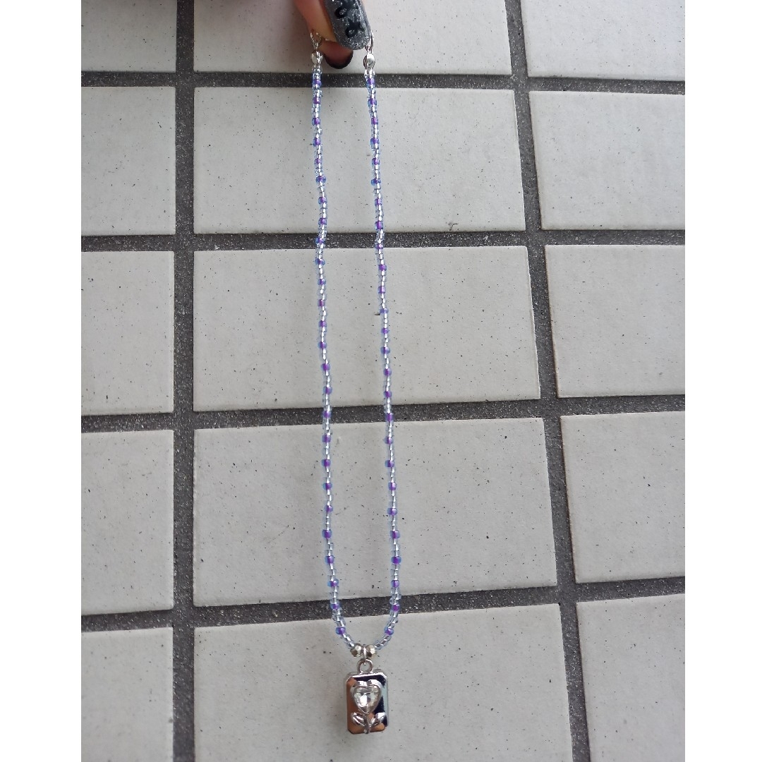 hand made beads necklace Shiny flower🌷 ハンドメイドのアクセサリー(ネックレス)の商品写真