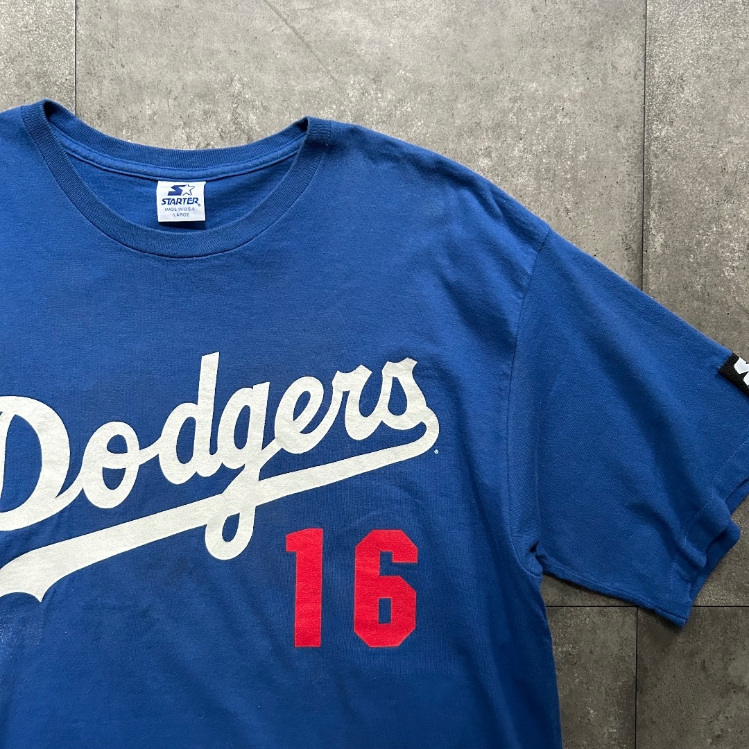 STARTER - 90s 野茂tシャツ USA製 ブルー/青 L MLB ドジャースの通販 