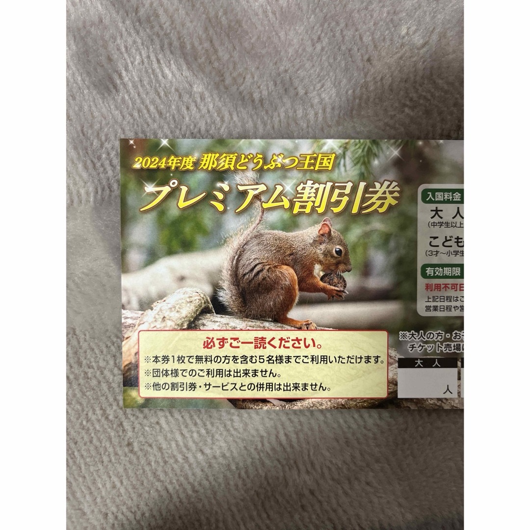 那須　那須どうぶつ王国　5枚 チケットの施設利用券(動物園)の商品写真