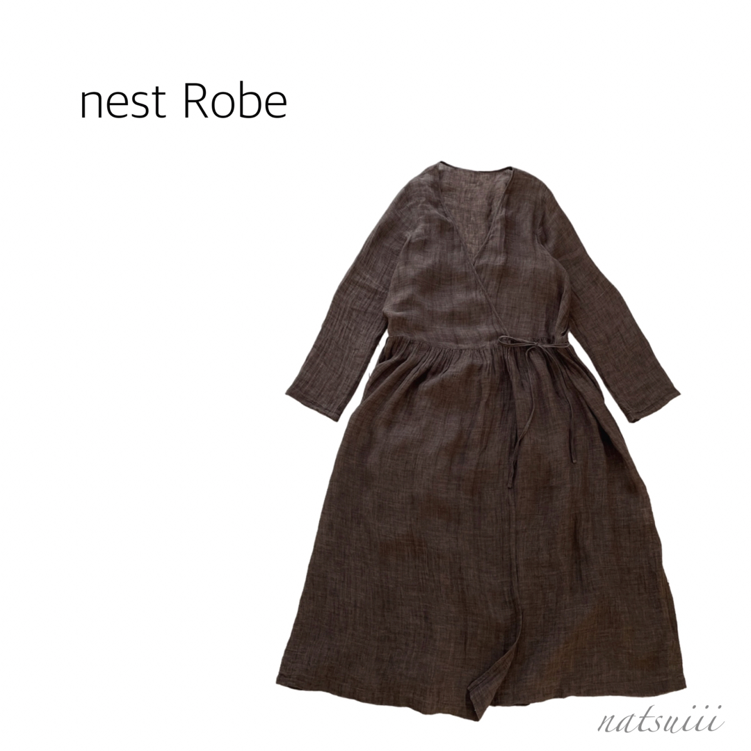 nest Robe(ネストローブ)のnest Robe ネストローブ . リネン 麻 カシュクール ワンピース レディースのワンピース(ロングワンピース/マキシワンピース)の商品写真
