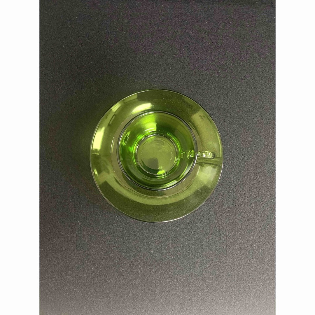 DURALEX(デュラレックス)の廃盤色 DURALEX カップ&ソーサー ガラス製 グリーン 1客 インテリア/住まい/日用品のキッチン/食器(グラス/カップ)の商品写真