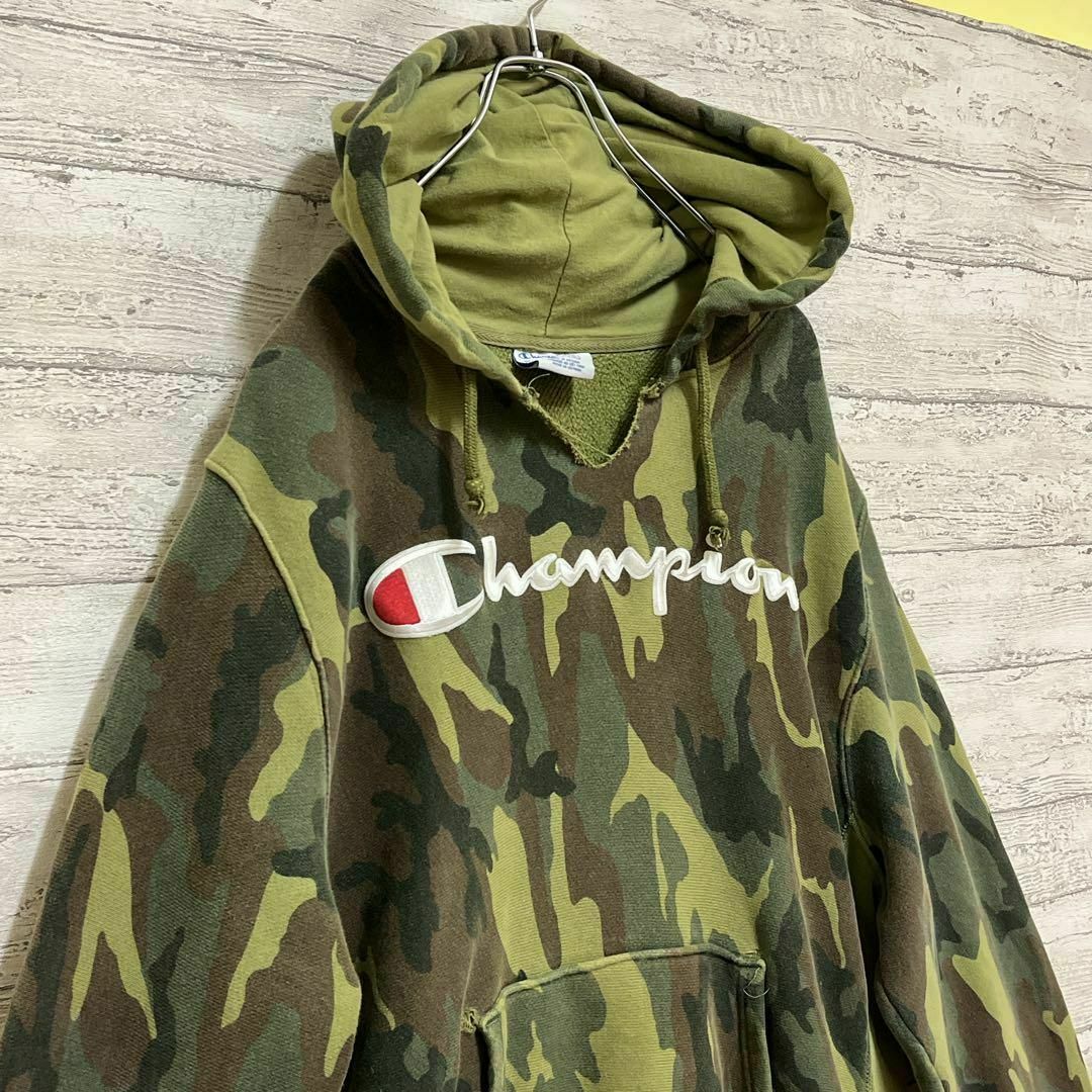 Champion(チャンピオン)のChampion フーディリバースウィーブ迷彩柄刺繍ロゴ 長袖 パーカー L メンズのトップス(パーカー)の商品写真