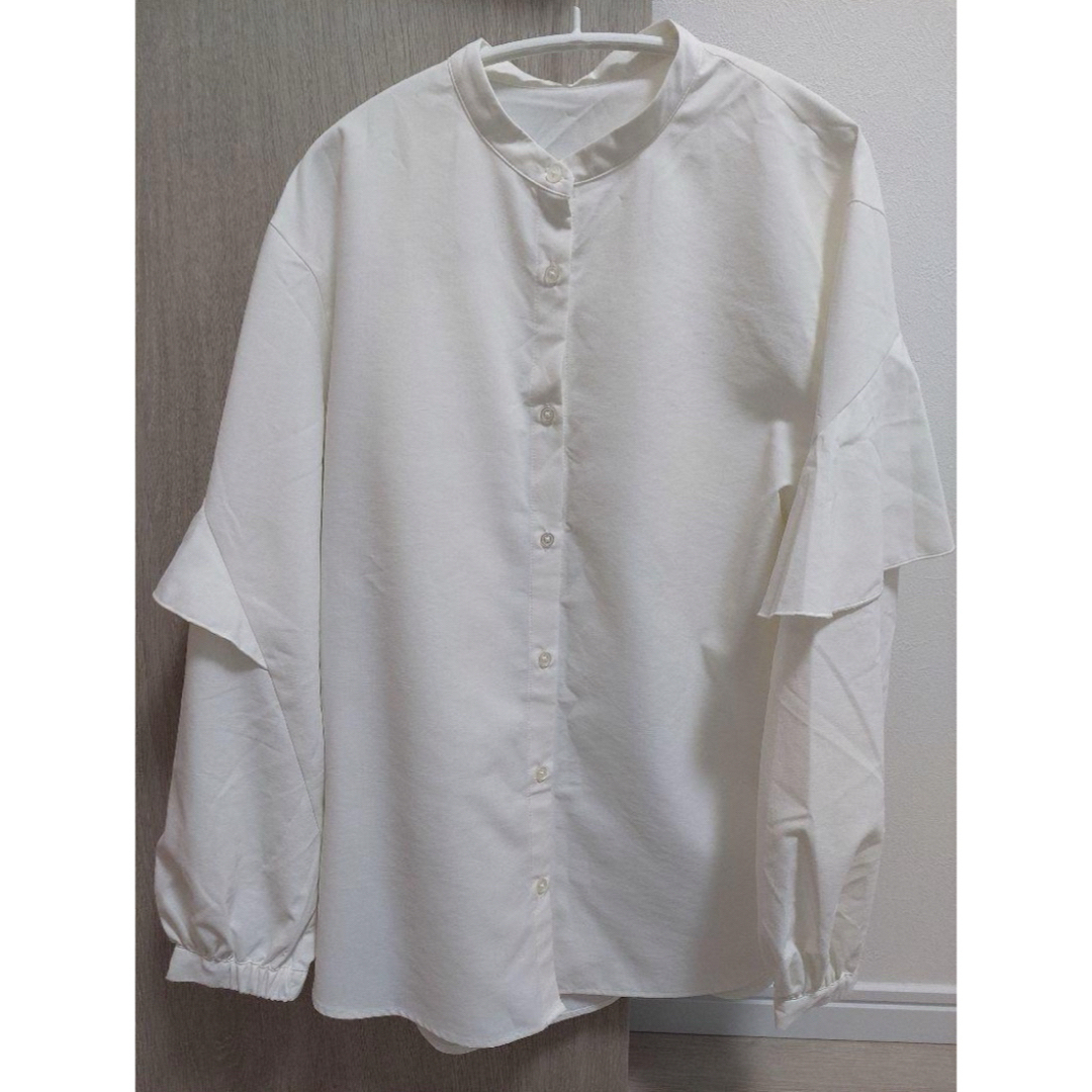 GU - *GU* ラッフルスリーブブラウス(長袖) 白の通販 by pon's GU - *GU* ラッフルスリーブブラウス(長袖) 白の通販 by pon's