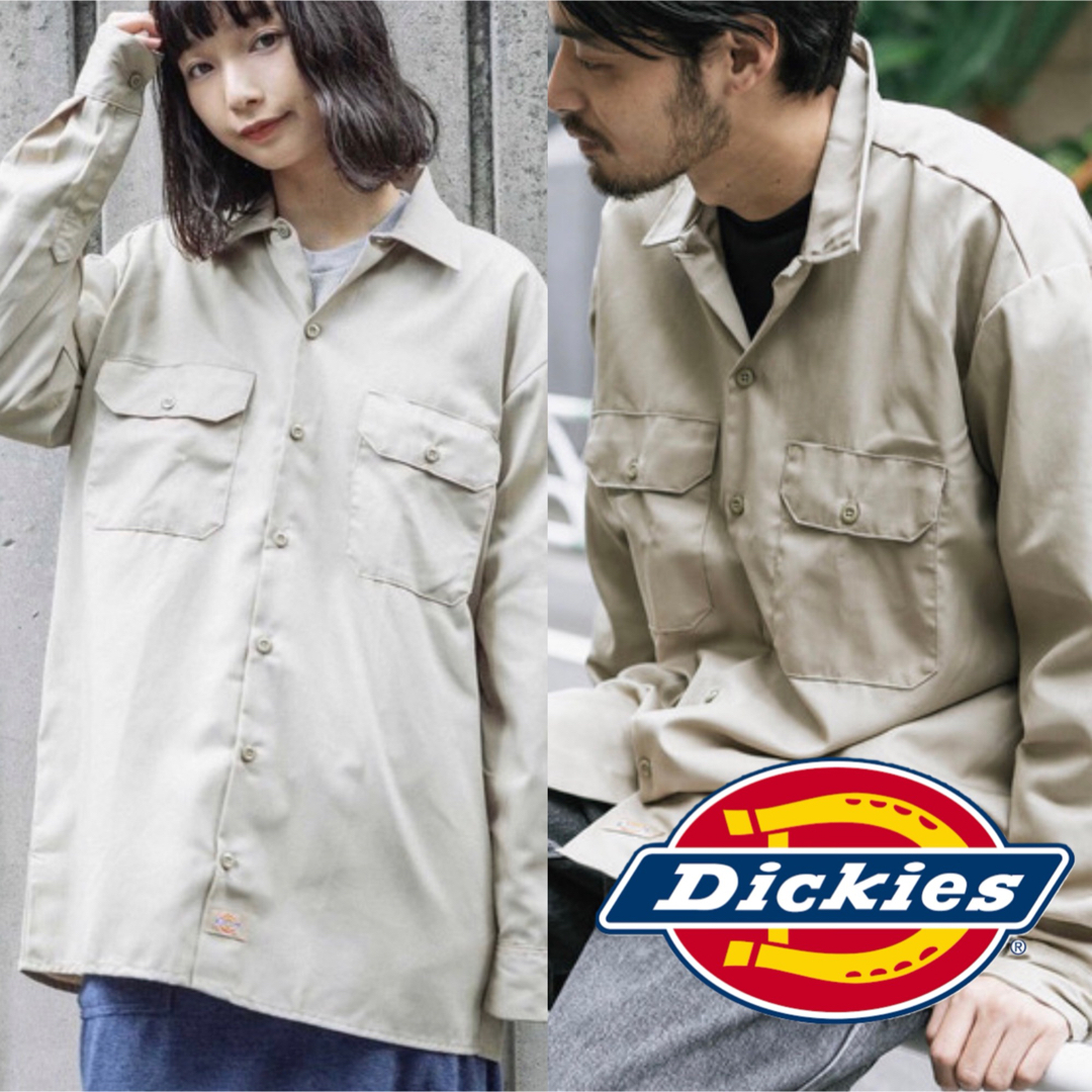 Dickies(ディッキーズ)の【新品】Dickies/ディッキーズ 574長袖ワークシャツ　ベージュ　カーキ メンズのトップス(シャツ)の商品写真