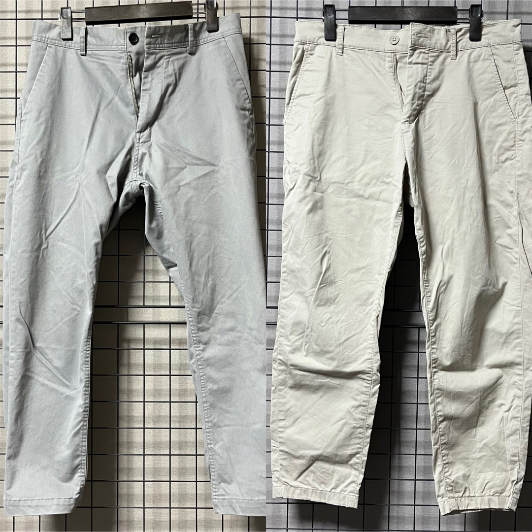 H&M(エイチアンドエム)の【2枚セット】七分丈パンツ H&M ベージュ レイジブルー グレー サイズM メンズのパンツ(ワークパンツ/カーゴパンツ)の商品写真