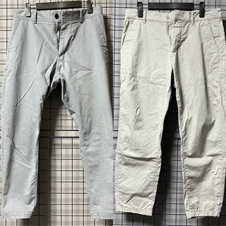 【2枚セット】七分丈パンツ H&M ベージュ レイジブルー グレー サイズM