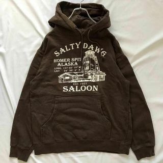 salty dawg salon プリントパーカー ブラウンカラー(パーカー)