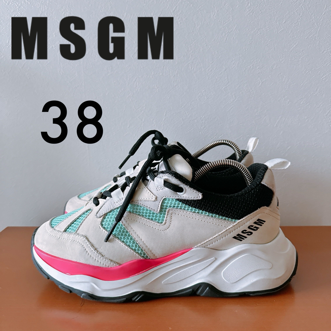 MSGM(エムエスジイエム)のMSGM ダッドスニーカー　38 厚底スニーカー　靴　ベージュ　^ レディースの靴/シューズ(スニーカー)の商品写真