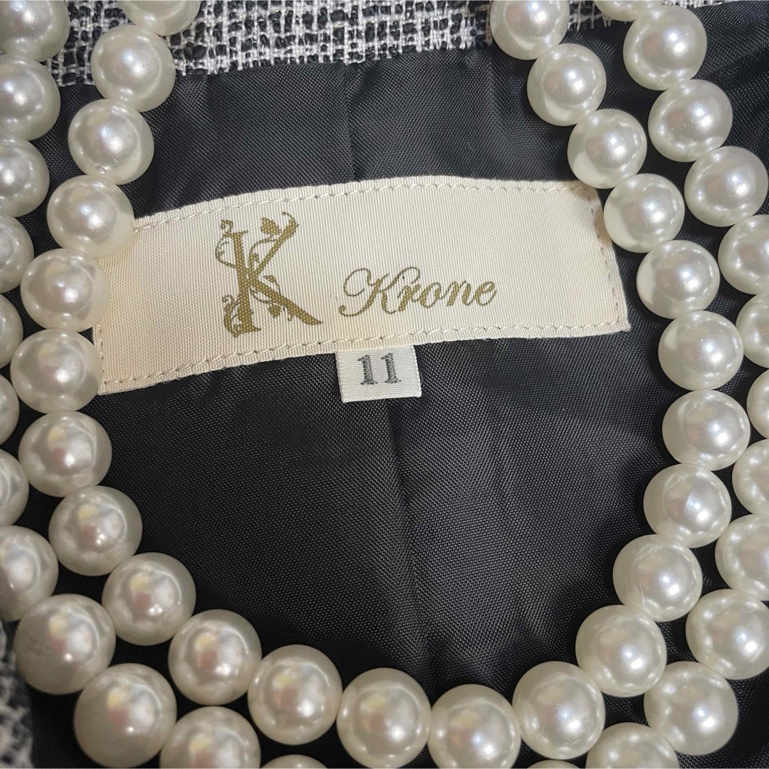 krone(クローネ)のKrone クローネ ツイード フォーマルスーツ スカート グレー 11号L レディースのフォーマル/ドレス(スーツ)の商品写真