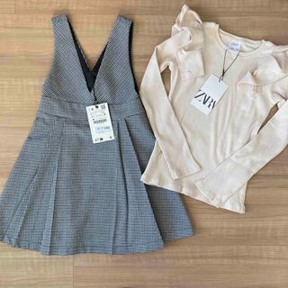 ザラキッズ(ZARA KIDS)の新品　ZARA KIDS  ジャンパースカート　ワンピース　110(ワンピース)