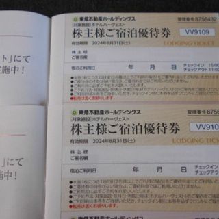 東急不動産 株主優待券 2枚　宿泊　ハーヴェスト(その他)