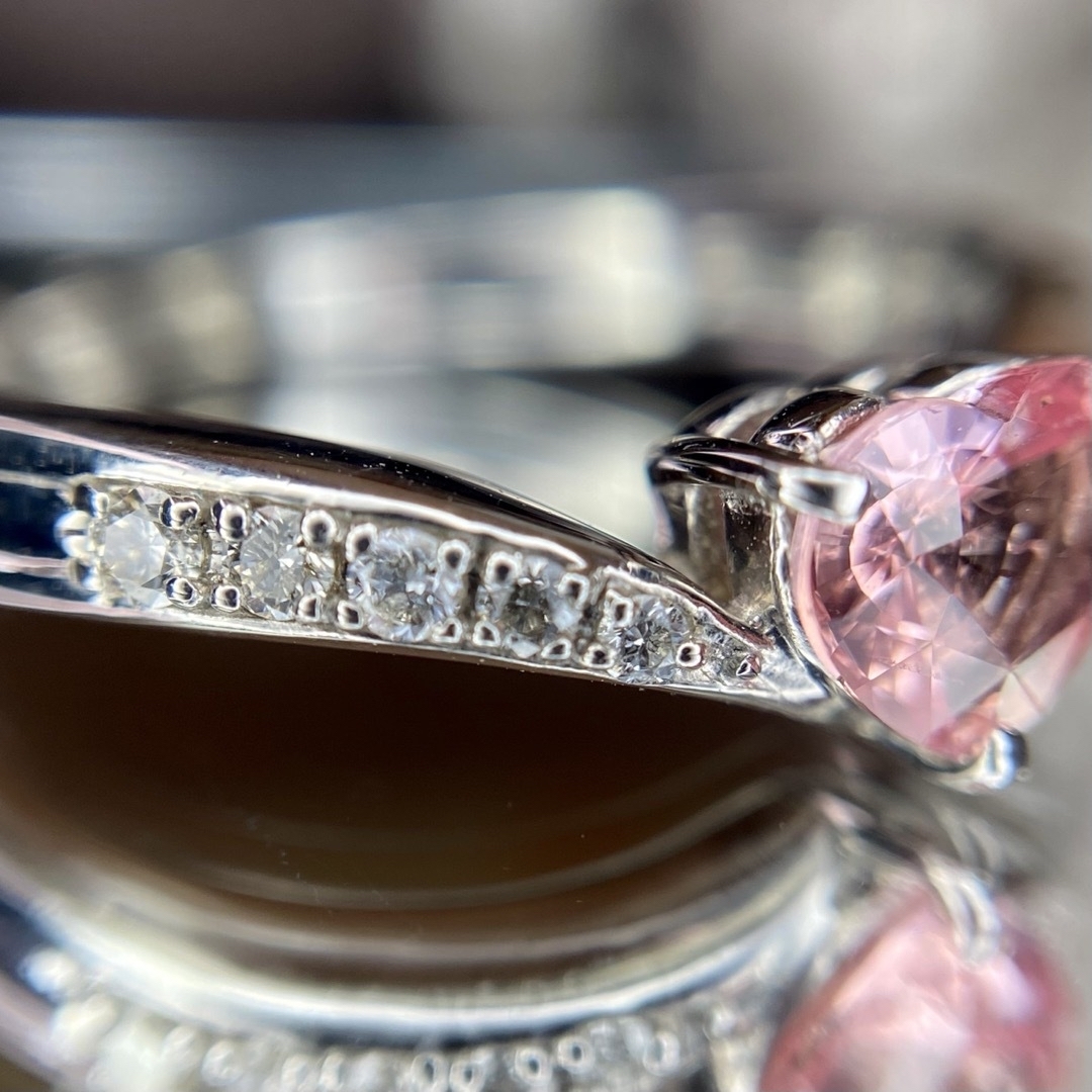 『専用です』天然パパラチアサファイア ダイヤモンド 計0.669ct 中宝研判定 レディースのアクセサリー(リング(指輪))の商品写真