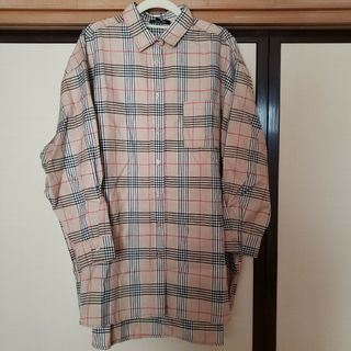 新品✧チェック柄 バックプリント ロングシャツ 3L(シャツ/ブラウス(長袖/七分))