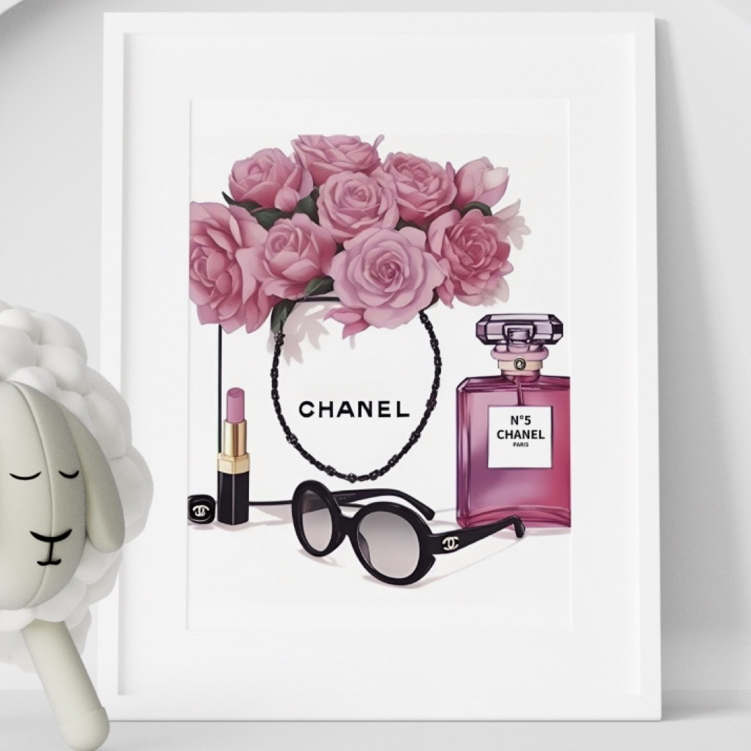 G022 アートポスター CHANEL シャネル インテリア 香水 ピンク ハンドメイドのインテリア/家具(アート/写真)の商品写真