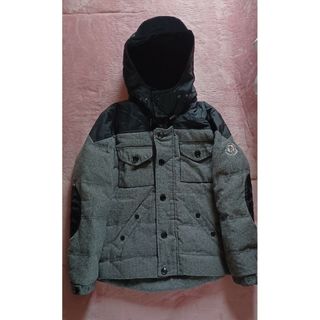 モンクレール(MONCLER)の★モンクレール【MONCLER】お洒落グレー柄×黒ブラック異素材ダウンジャケット(ダウンジャケット)