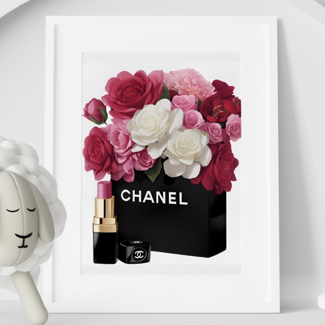 G025 アートポスター CHANEL シャネル 花 大人可愛い インテリア ハンドメイドのインテリア/家具(アート/写真)の商品写真