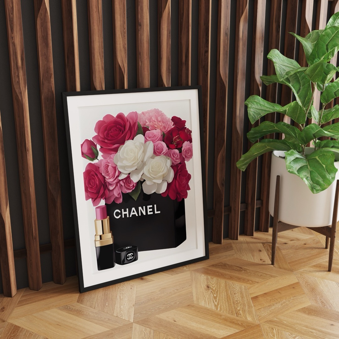 G025 アートポスター CHANEL シャネル 花 大人可愛い インテリア ハンドメイドのインテリア/家具(アート/写真)の商品写真