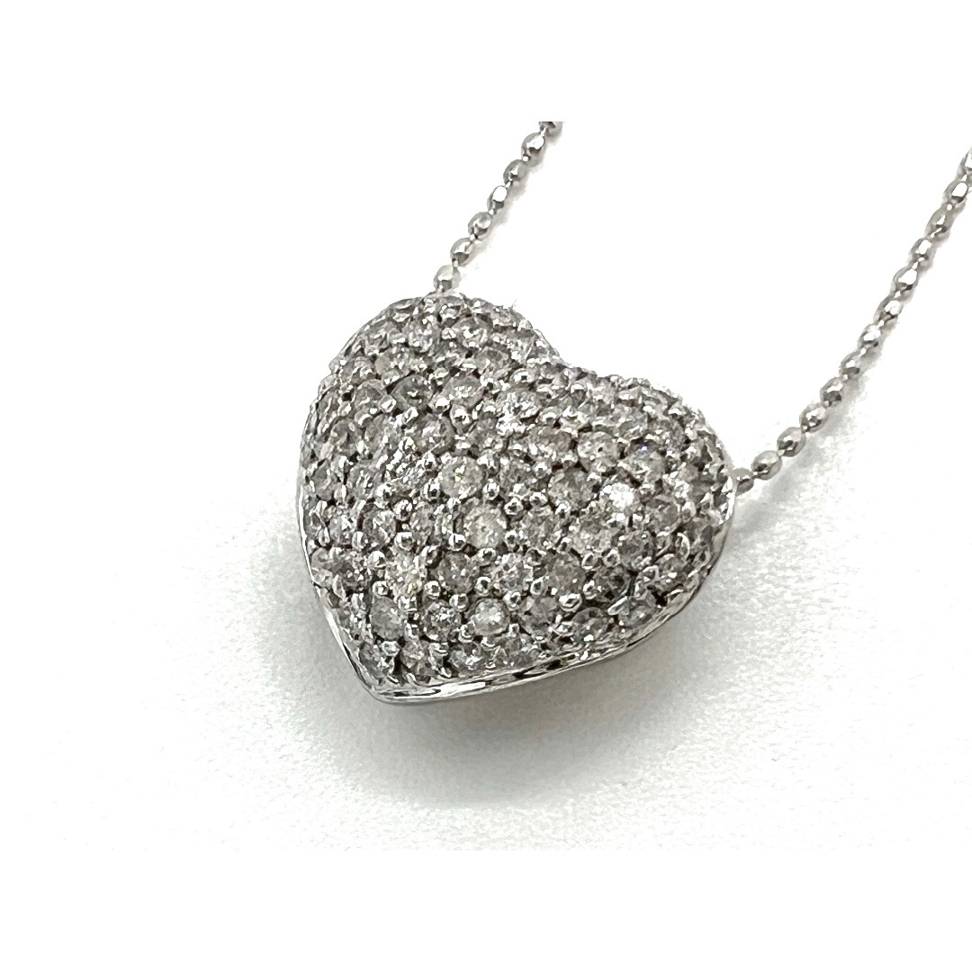 Folli Follie(フォリフォリ)のFolliFollie フォリフォリ ネックレス ハート ダイヤ 0.63ct  750 K18 ホワイトゴールド 新品仕上げ レディースのアクセサリー(ネックレス)の商品写真