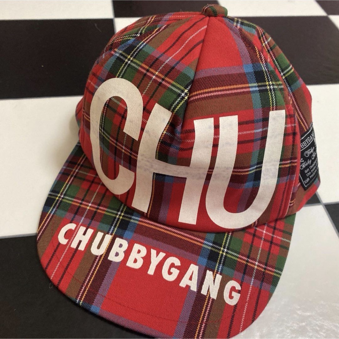 CHUBBYGANG(チャビーギャング)のチャビーギャング ロゴ レッド チェック キャップ M キッズ/ベビー/マタニティのこども用ファッション小物(帽子)の商品写真